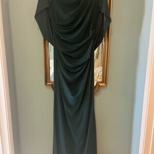 Betsy & Adam Green Asymmetrical Ruched Maxi Dress
